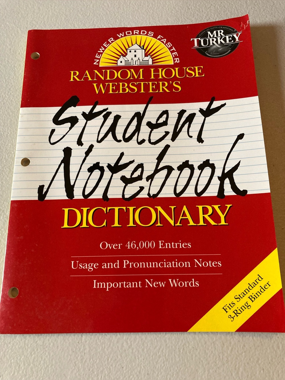 Random House Webster's Student Notebook Dictionary Paperback 1998 3-Ring Binder